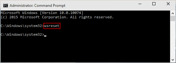 type wsreset