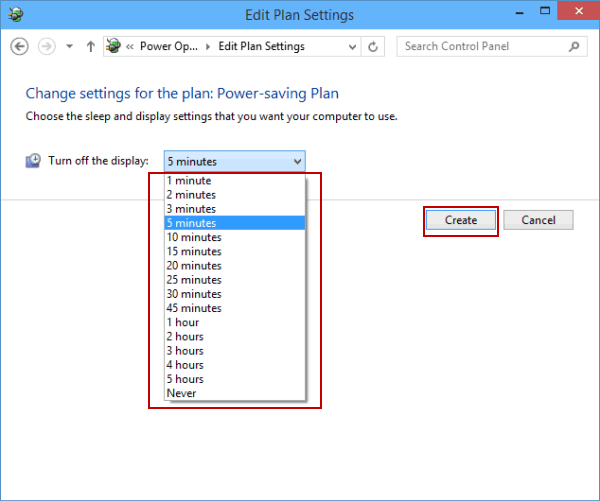 change settings and create plan