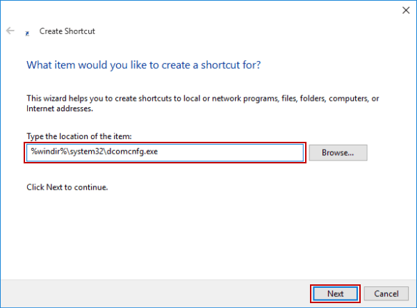 type location of component services file