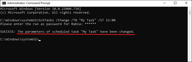 change task time