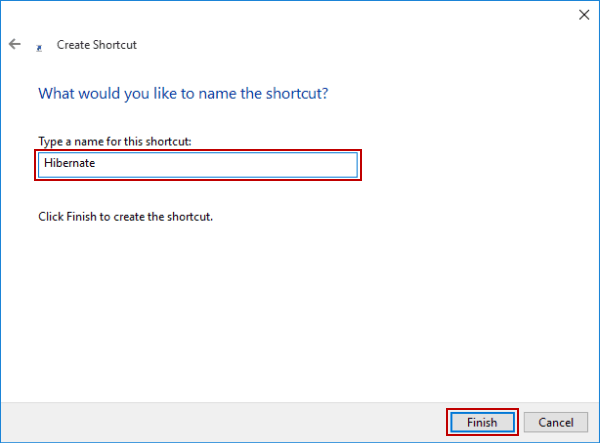 name hibernate shortcut