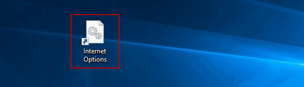 shortcut internet options windows 10