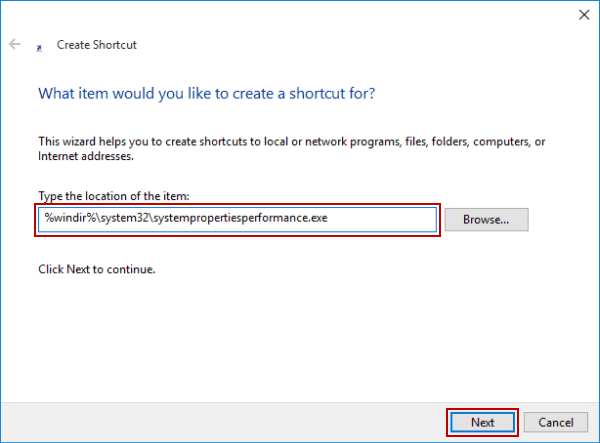 type performance options file location