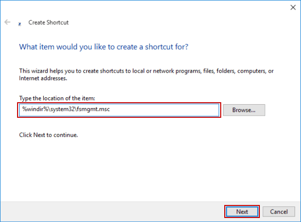 Create Shared Folders Shortcut on Windows 10 Desktop