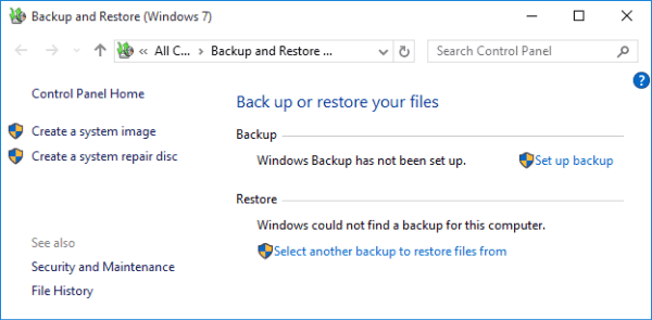 Backup and restore option