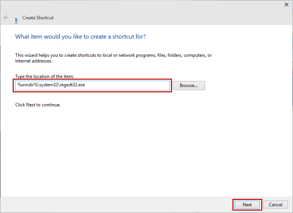 registry editor windows 10 shortcut
