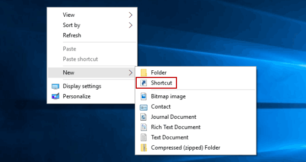 configure shortcuts windows 10