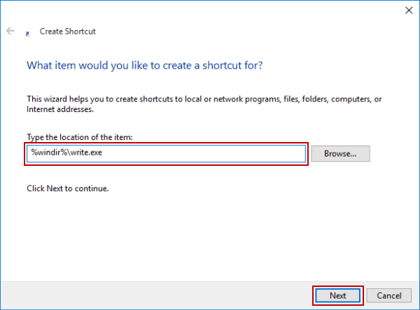 type write file location