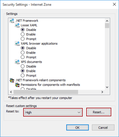 select security level