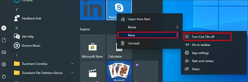 turn live tiles off