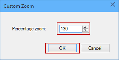 customize zoom percentage