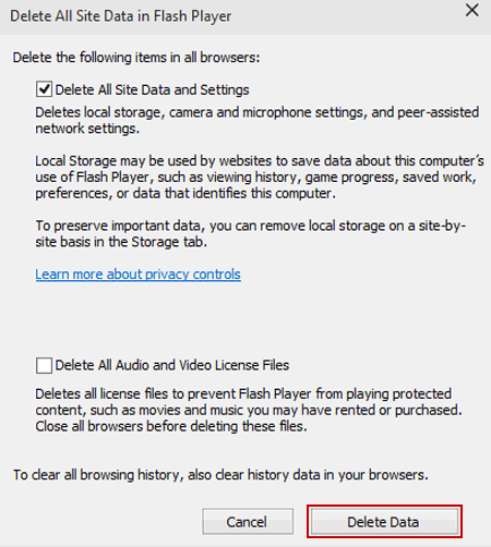 select Delete data