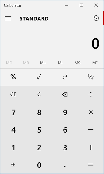 open history in calculator