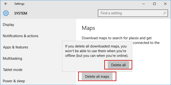 delete all offline maps
