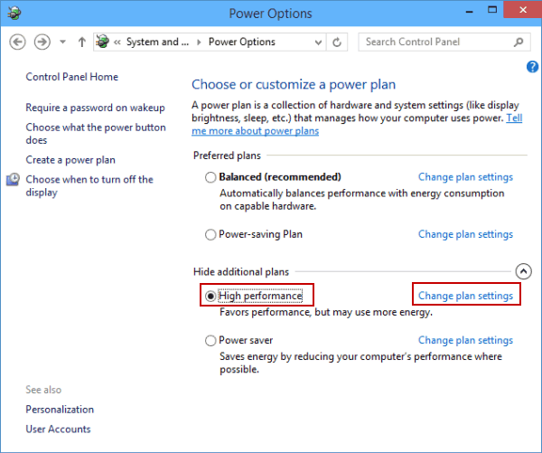 tap Change plan settings