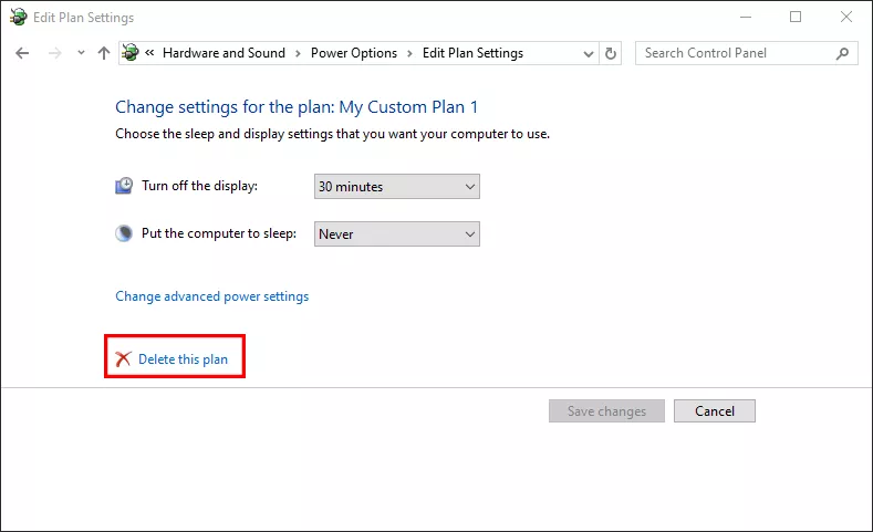 click Delete this plan