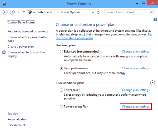 tap Change plan settings