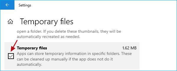 check temporary files