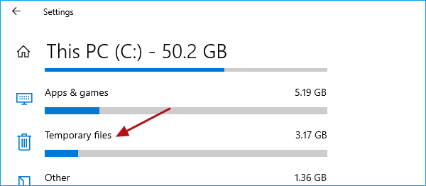 choose temporary files