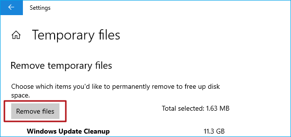 click remove files