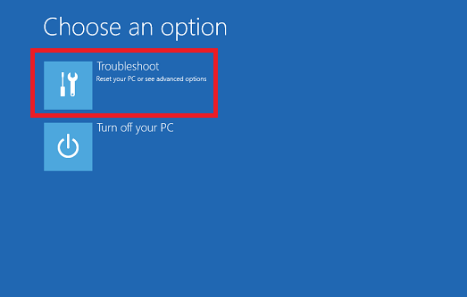 choose Troubleshoot