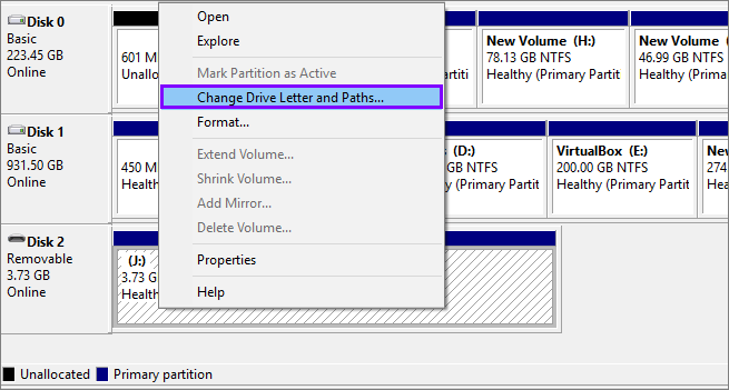 select change drive letter and paths