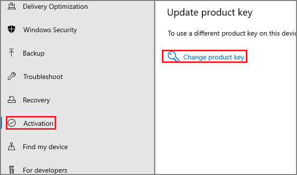 click change product key