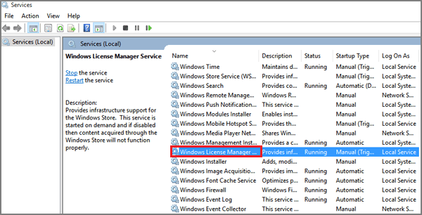 double click windows license manager service
