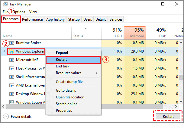 end task of windows explorer