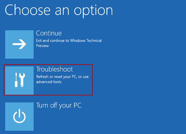 choose troubleshoot