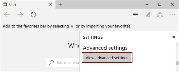 tap view advanced settings