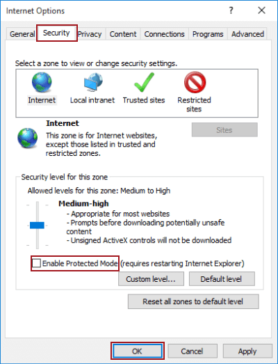 deselect enable protected mode