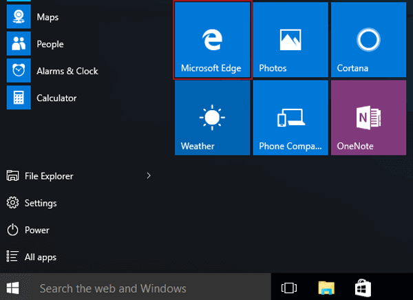turn on Microsoft edge