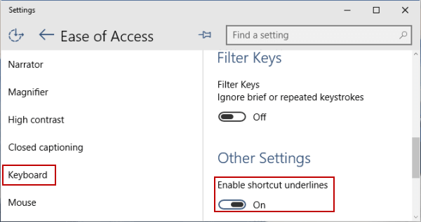 Underline Key Windows 10 Underline Settings , So setzen Sie den „Unterstrich“ von der ...