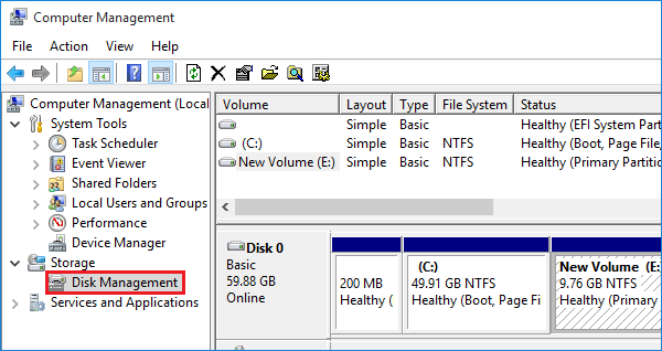 disk management window