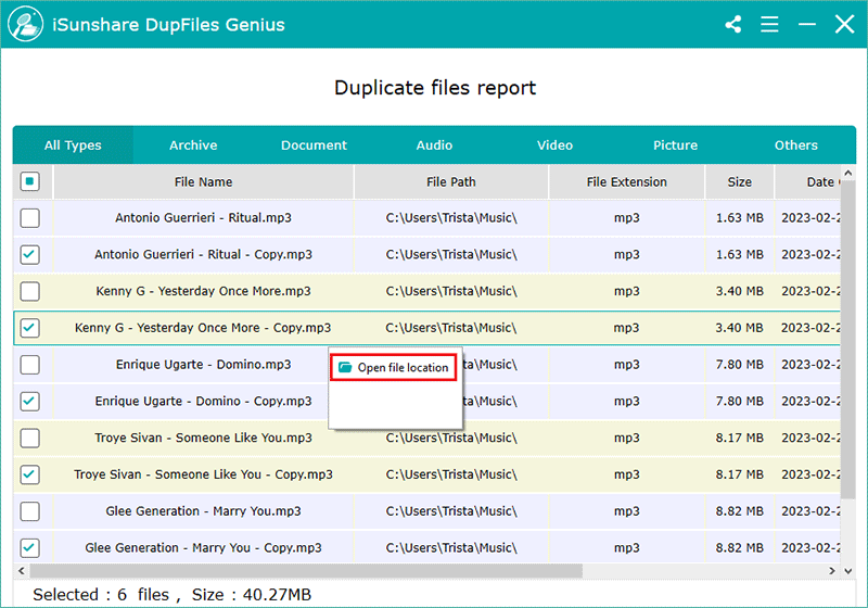 open file location