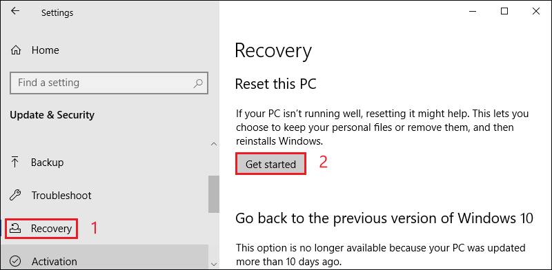 reset this pc