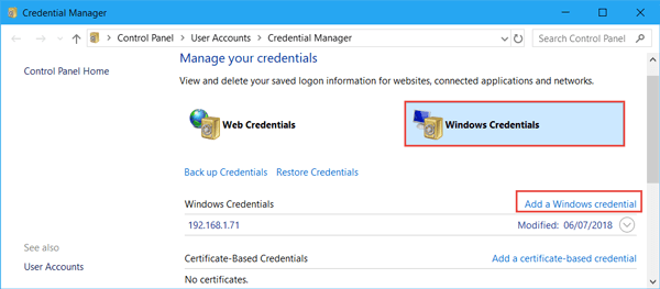 add a windows credential