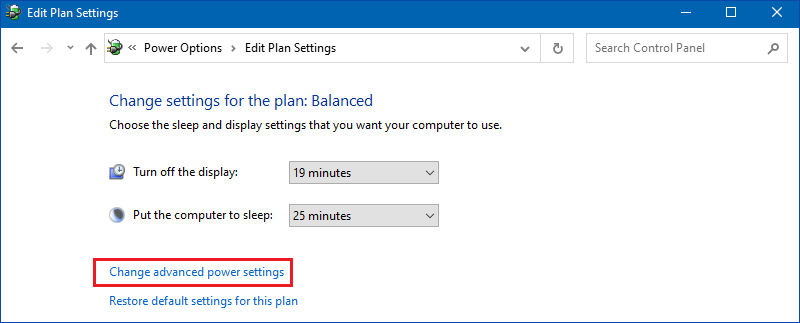 change advanced power settings