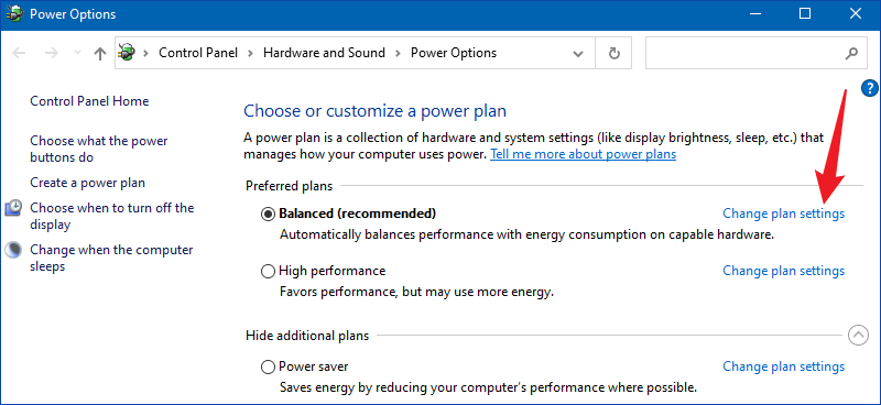 change plan settings