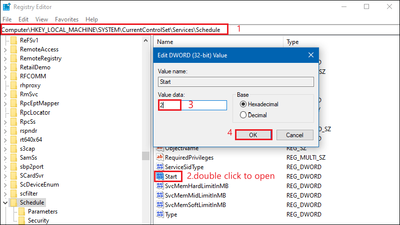 set value data to 2