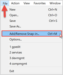add or remove snap in