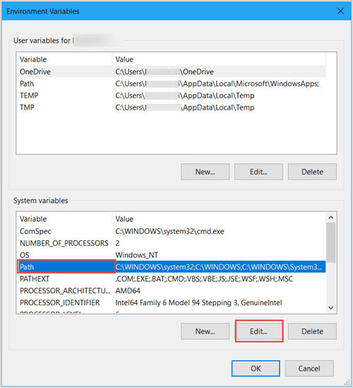 path under system variables