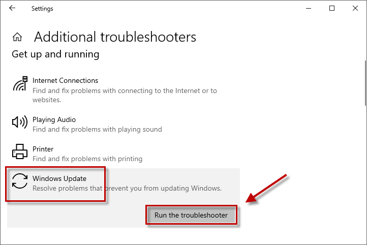 run the troubleshooter