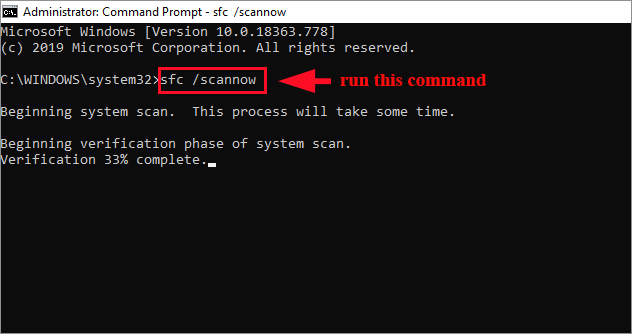 run system file checker