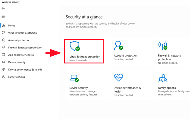 select virus and threat protection