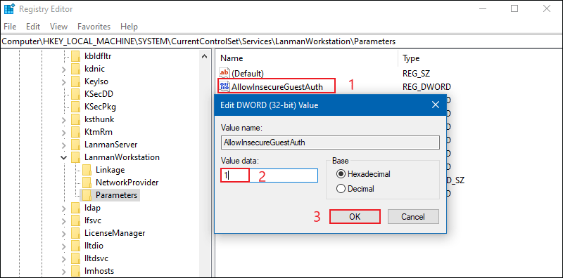 set value data to 1