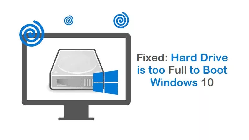 hard drive is too full to boot windows 10