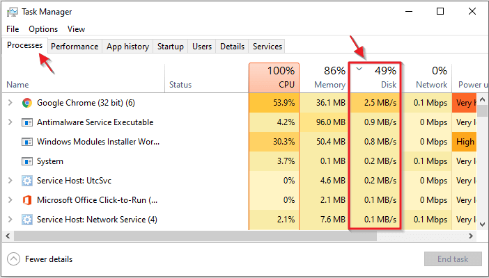 check high disk usage program