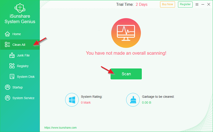 scan junks and registry